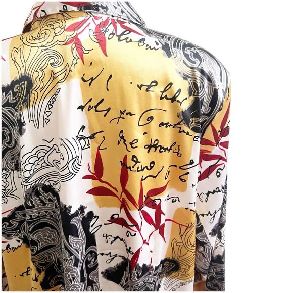 Maggie Barnes Women’s Vintage Satin Button Down Blouse Size 2X 22/24 Artsy - Picture 6 of 10